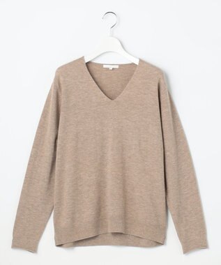 自由区 S 【SHIHOさん着用】ウールハイゲージVネック ニット ベージュ