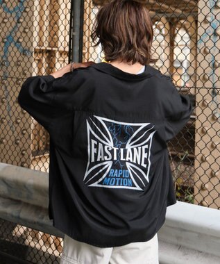 WEGO 【ユニセックス着用ITEM/MLサイズ展開】オープンカラーグラフィックシャツ（SS） ブラック