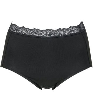 Wing サニタリーショーツ 綿混素材(身生地部) ナプキンがズレにくい仕様 ウエストがくいこみにくい 生理用ショーツ 深ばき はきこみ丈ふかめ EC8590 ウイング／ワコール ブラック