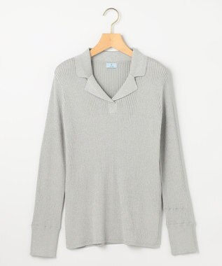 組曲 ラメリブポロ襟 ニット シルバーグレー系