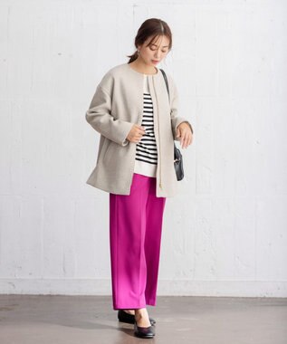 ANY ファイバーウール ノーカラーコート ベージュ