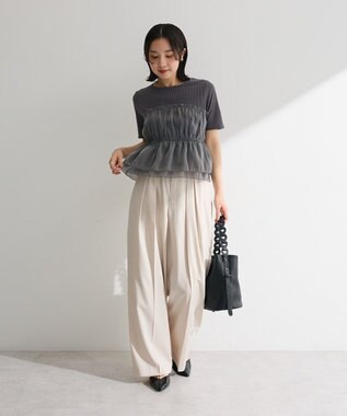 Green Parks オーガンジービスチェドッキング半袖プルオーハ Charcoal Gray