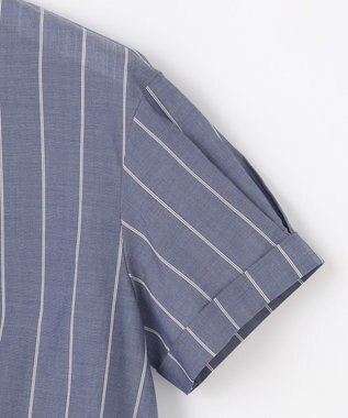 J.PRESS LADIES 【洗える】キュプラローン ストライプ ブラウス ネイビー系1