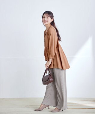 Tiaclasse 【新色追加・洗える】プリーツパンツ グレージュ