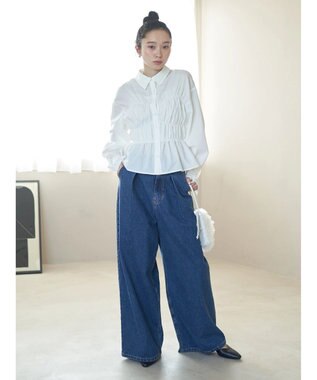 earth music&ecology ビスチェライクシャーリングシャツ White