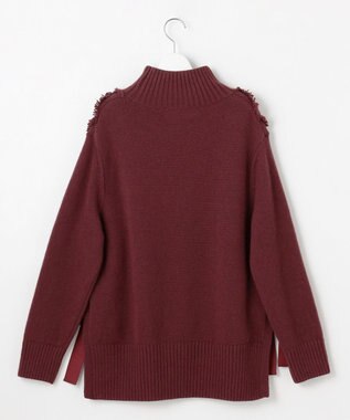 自由区 【カトリエムブーケ】Check frange フリンジプルオーバーニット ボルドー