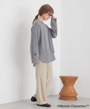 AMERICAN HOLIC Moomin 袖刺繍ニットプルオーバー Gray Mixture