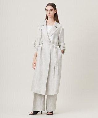 ICB L 【日本製】トリアセリネンシャイニーツイル ロングジャケット ライトグレー系