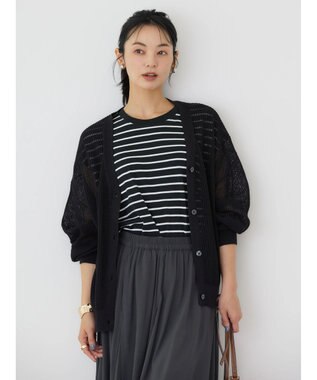 AMERICAN HOLIC メッシュＶネックニットカーディガン Black