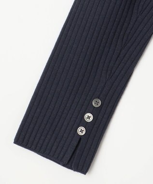 J.PRESS LADIES L 針抜きフライス クルーネック リブ カットソー ネイビー系