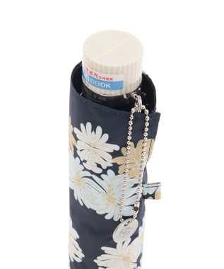 MOONBAT 【軽量】PAUL & JOE 晴雨兼用日傘 折りたたみ傘 総柄クリザンテーム 一級遮光 遮熱 UV ネイビーブルー