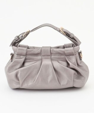 LA BAGAGERIE シープレザー　ギャザーミニマムバッグ ガンメタリック