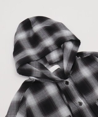 WEGO フードチェックBIGシャツ（S） ブラック