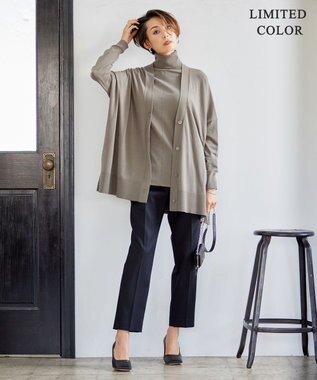 ICB 【洗える・WEB限定カラーあり】 ヴィスコースワイド カーディガン アッシュカーキ系［WEB限定］