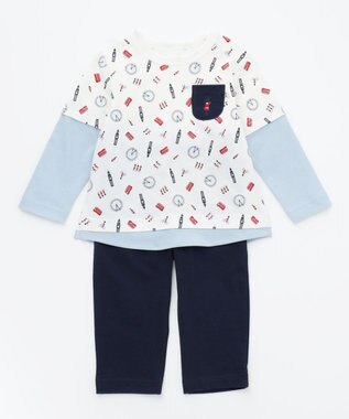 組曲 KIDS 【80-90㎝】ロンドントラベル セットアップ オフホワイト系5