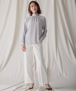 BEIGE， 【L-size】EVA / ハイネックロングスリーブブラウス Ice Blue