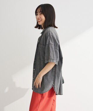 Green Parks 半袖シアーデニムシャツ Black