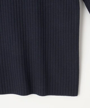 J.PRESS LADIES L 針抜きフライス クルーネック リブ カットソー ネイビー系