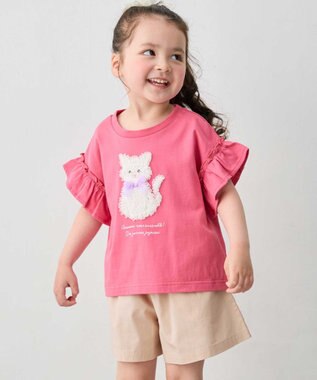 ANY KIDS 【綿100%】ひんやり フリル袖 もしゃもしゃTシャツ
