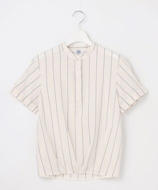 J.PRESS LADIES 【洗える】キュプラローン ストライプ ブラウス ホワイト系1