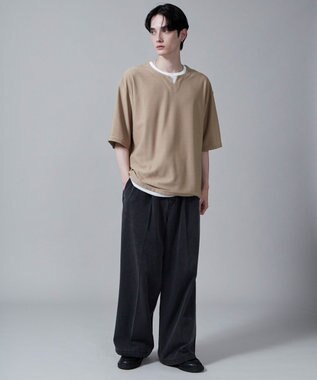 WEGO フェイクレイヤードキーネックT（S） ベージュ