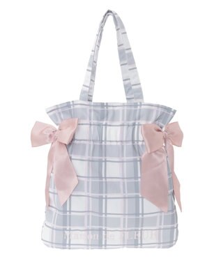 Maison de FLEUR チェックダブルリボントートバッグ Ivory