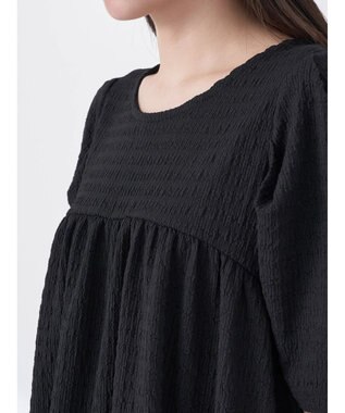 earth music&ecology ジャガードギャザーチュニック Black