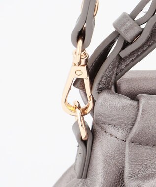 LA BAGAGERIE シープレザー　ギャザーミニマムバッグ ガンメタリック