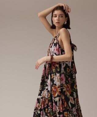 GRACE CONTINENTAL フラワープリントキャミドレス ブラック