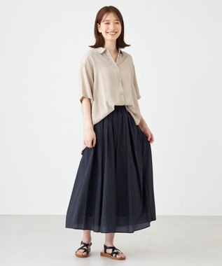 SHARE PARK LADIES 【2WAY】オーバーサイズ楊柳シャツ ライトグレー系