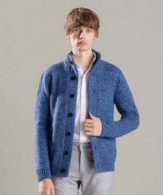 JOSEPH HOMME ツイストメランジ　ニットカーディガン　 ダルブルー系