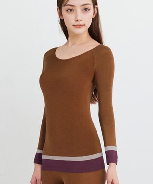 WACOAL あったかインナー よく伸びる生地 袖丈調節可能(7分袖~9分袖) 保温性(身生地) 9分袖 長袖 【360°ラクストレッチ】 レディース CLD371 /ワコール ブラウン