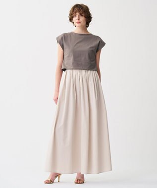 uncrave カラータイプライター フレアスカート ライトベージュ