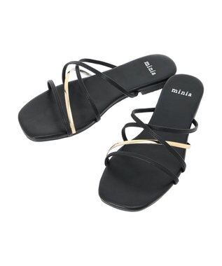 Green Parks ・ｍｉｎｉａ　ペタンコラインサンダル Black