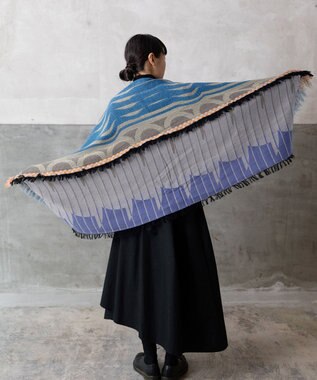 POLS 【ウール混】Breeze モヒカンウールストール ブルー