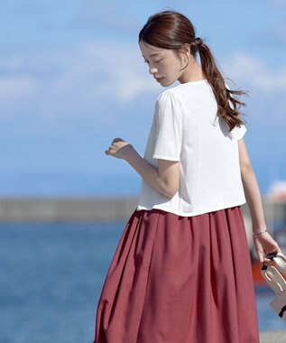 Tiaclasse 【洗える】麻調スクエアネックワンピース ピンク