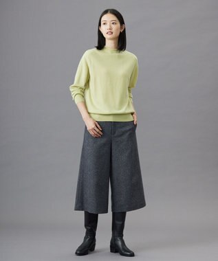 J.PRESS LADIES S 【洗える】CASHMERE BLEND スタンドカラー ニット ピスタチオ系