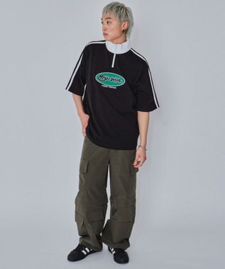 WEGO 【ユニセックス着用ITEM/MLサイズ展開】ヘビーウェイトハーフジップT（SS） ブラック