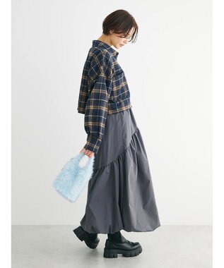 Green Parks ・ＥＬＥＮＣＡＲＥ　ＤＵＥ　シャギーチェックショートシャツ Navy