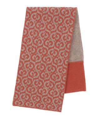 MOONBAT mila schon (ミラ・ショーン) カシミヤ100％ ジャガードプチマフラー リバーシブル ディープオレンジ