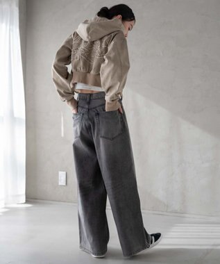 WEGO ヴィンテージウォッシュショートフードブルゾン ベージュ