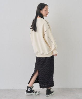 earth music&ecology 配色ルーズチュニック Ivory