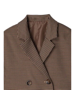 earth music&ecology チェックショートジャケット Brown