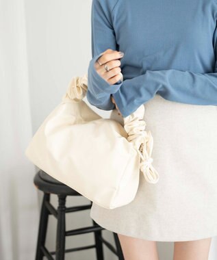 WEGO 【マルチWAY】ドロストギャザーショルダーバッグ オフホワイト