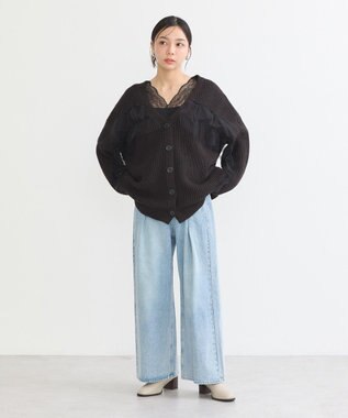 earth music&ecology チュールフリルカーディガン Black