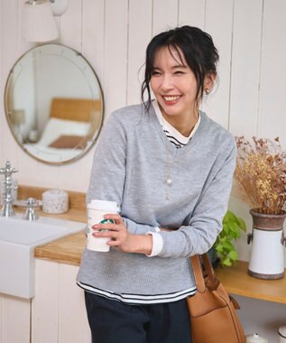 WEGO 【WEB限定/2025年秋冬新作/洗濯OK/毛玉レス/MLXLサイズ展開/オフィス/カジュアル】ベーシックニットセーター 杢グレー