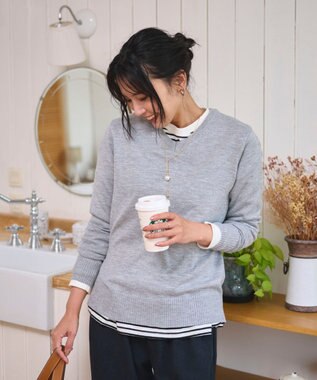 WEGO 【WEB限定/2025年秋冬新作/洗濯OK/毛玉レス/MLXLサイズ展開/オフィス/カジュアル】ベーシックニットセーター 杢グレー