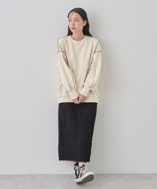 earth music&ecology 配色ルーズチュニック Ivory