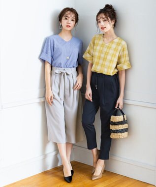 Tiaclasse L 【洗える】涼しく穿けるドライタッチ生地を使用したクロップドワイドパンツ ライトグレー