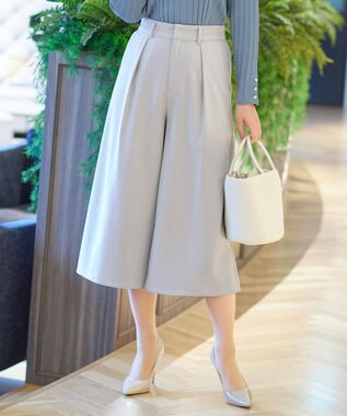 Tiaclasse L 【洗える】涼しく穿けるドライタッチ生地を使用したクロップドワイドパンツ ライトグレー